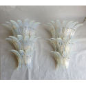 Large mid century modern opalescent Murano glass Palmette sconces a pair - Barovier style 1