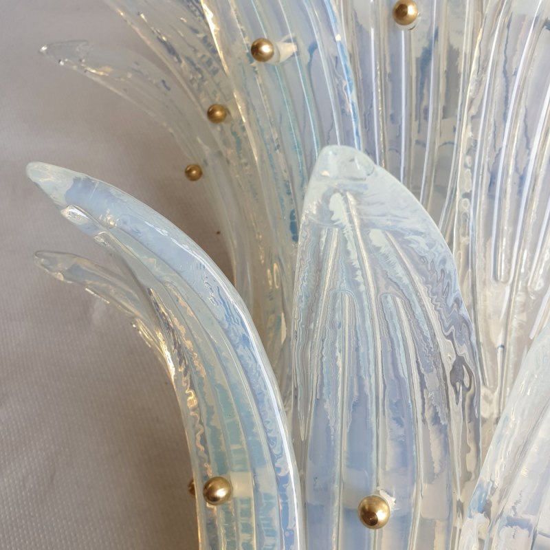 Large mid century modern opalescent Murano glass Palmette sconces a pair - Barovier style 6