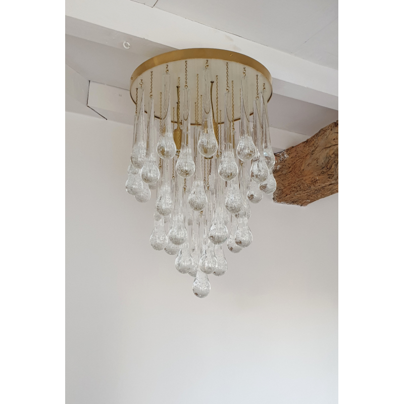 mid-century-modern-murano-clear-glass-drops-flush-mount-chandelier-Italy7