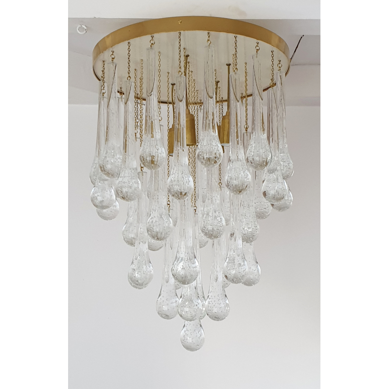mid-century-modern-murano-clear-glass-drops-flush-mount-chandelier-Italy6