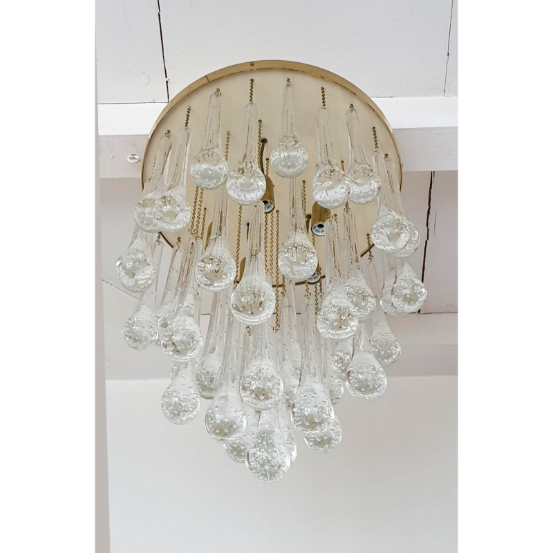 mid-century-modern-murano-clear-glass-drops-flush-mount-chandelier-Italy3