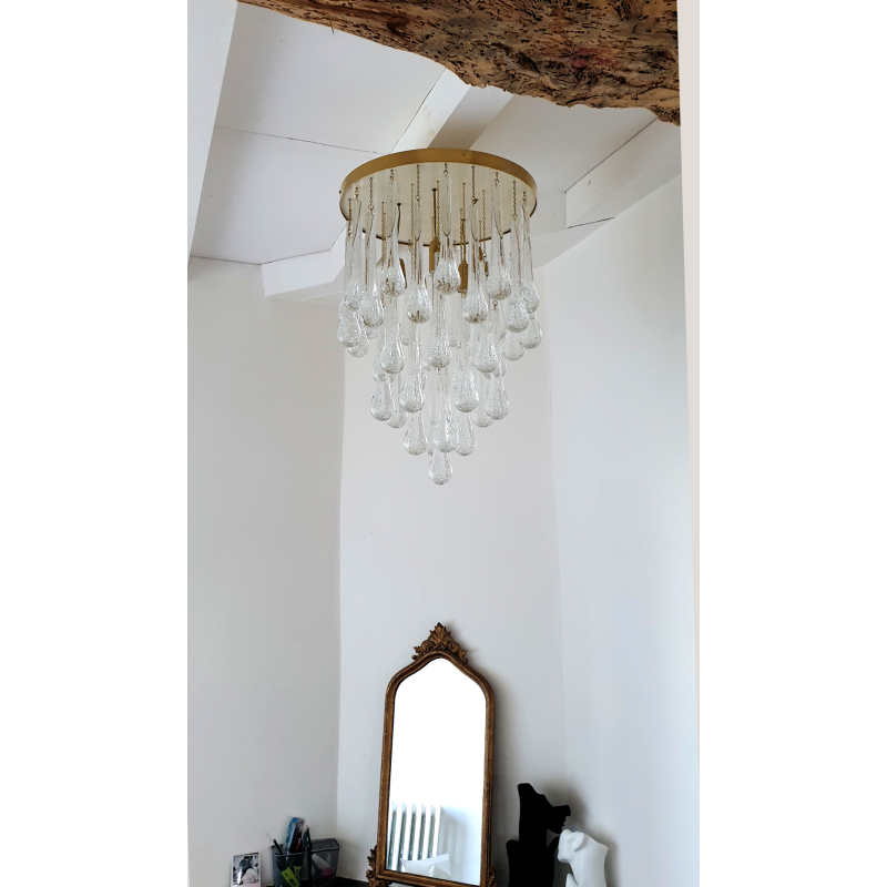 mid-century-modern-murano-clear-glass-drops-flush-mount-chandelier-Italy5