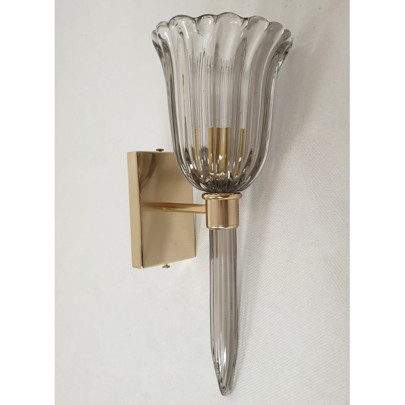 Murano Glass Gray Sconces Venini Style, Mid Century Modern - a Pair 4