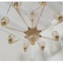 Large Murano and brass Mid Century Modern chandelier Barovier style Italy 1970s 5