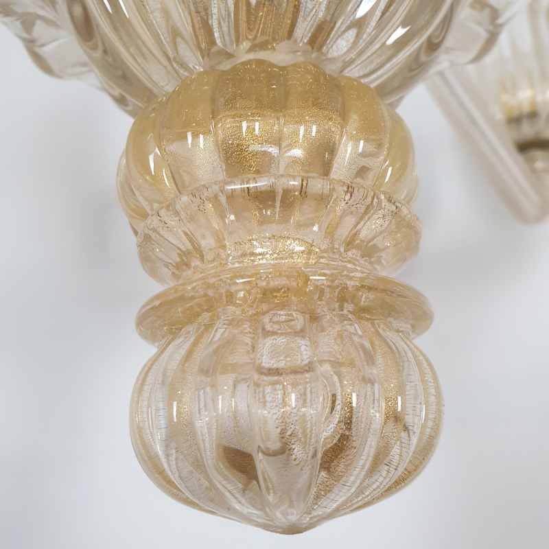 Large Murano and brass Mid Century Modern chandelier Barovier style Italy 1970s 10
