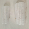 Pair of large white Murano glass Mid Century Modern wall sconces Italy Mazzega style 2