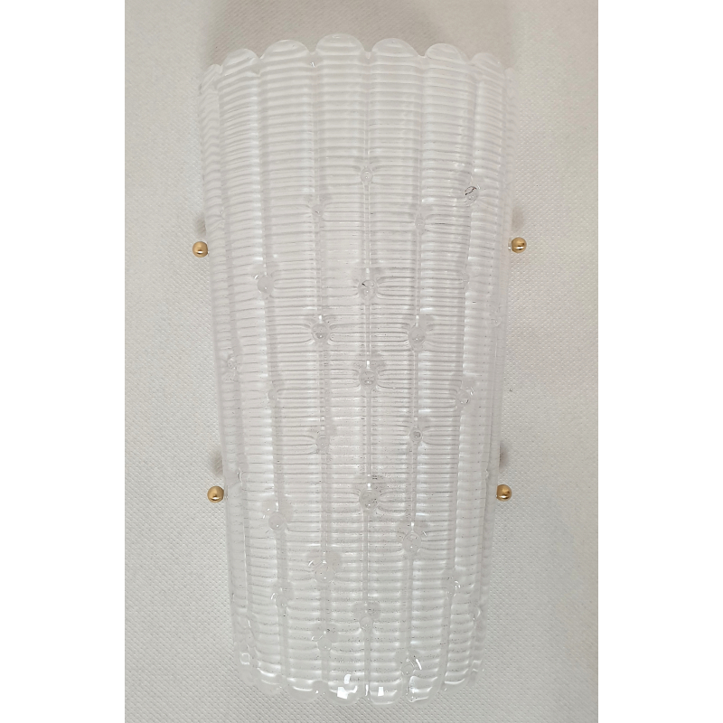 Pair of large white Murano glass Mid Century Modern wall sconces Italy Mazzega style 6