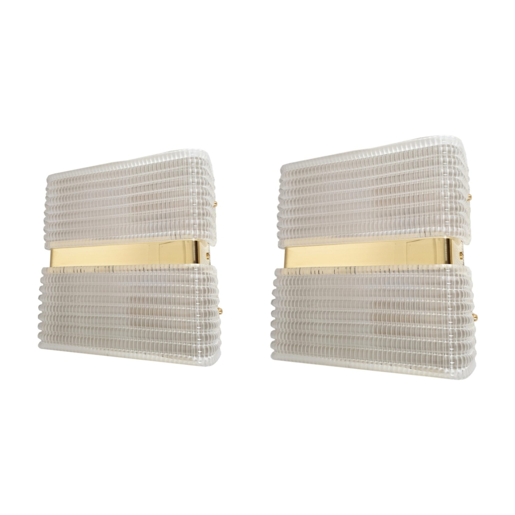 Pair of Mid Century Modern sconces - brass and Murano glass - Italy 1970s - Sciolari style