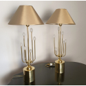 Pair of brass and Murano glass table lamps - mid century modern - Italy 1970s - Sciolari style 2
