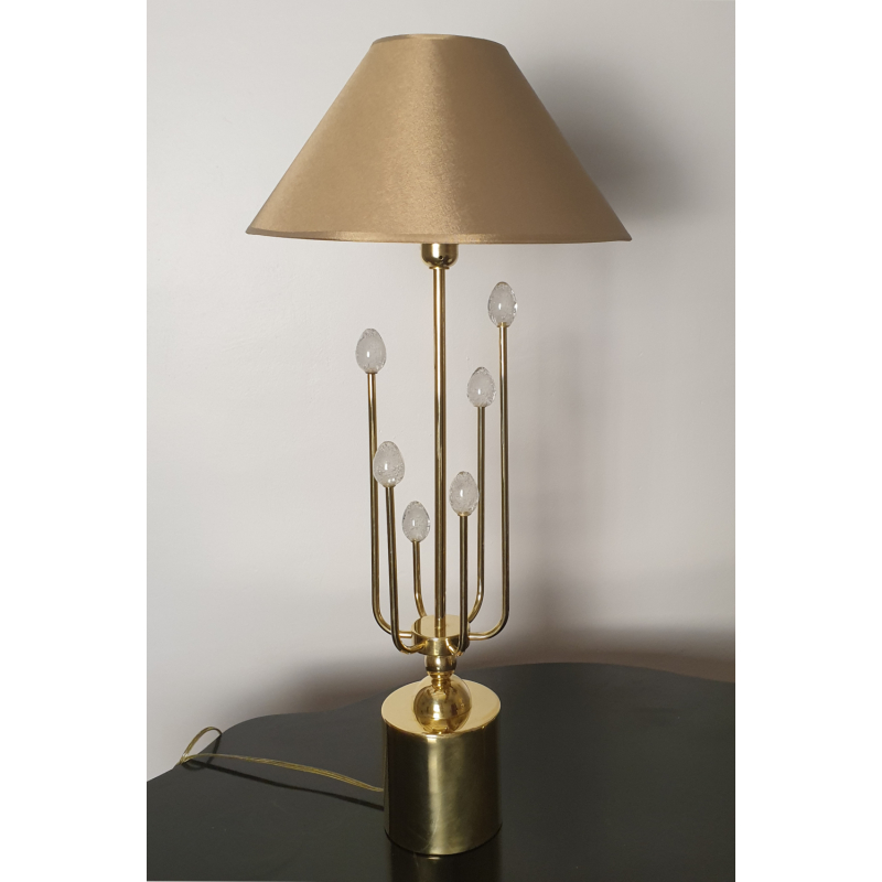 Pair of brass and Murano glass table lamps - mid century modern - Italy 1970s - Sciolari style 4