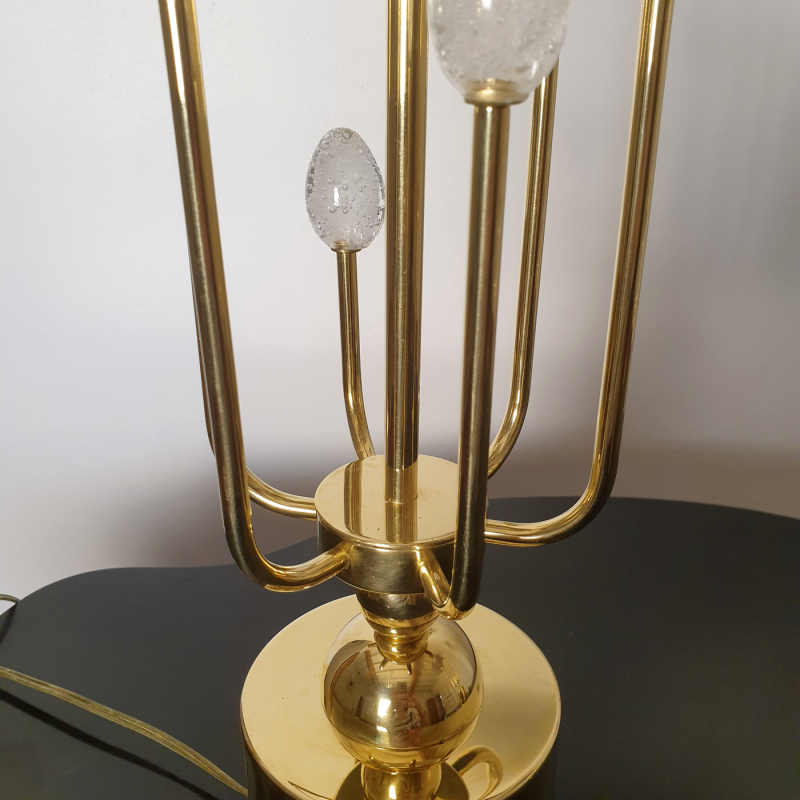 Pair of brass and Murano glass table lamps - mid century modern - Italy 1970s - Sciolari style 6