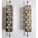 Sciolari style chrome and frosted glass geometric vintage sconces Mid Century Modern Italy 1980s1