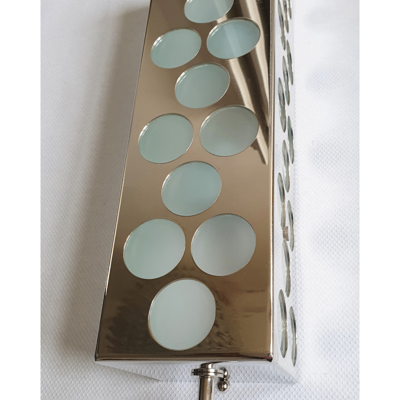 Sciolari style chrome and frosted glass geometric vintage sconces Mid Century Modern Italy 1980s6