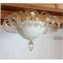 Murano glass flush mount light Mid Century Neoclassical Venini style Italy 4