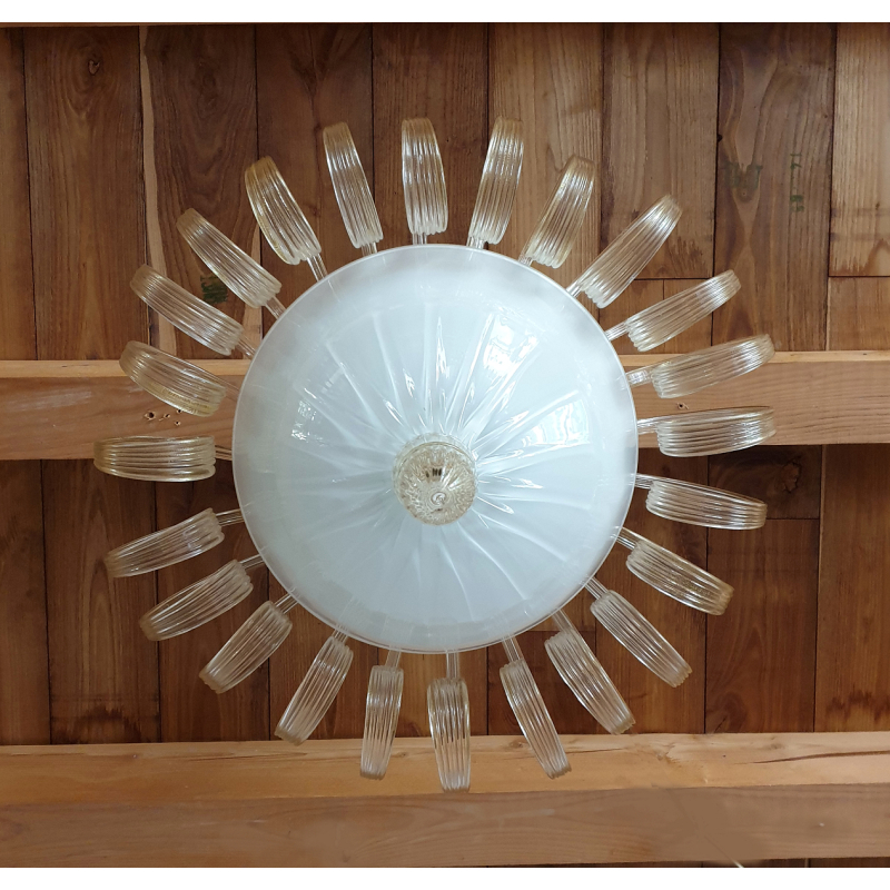 Murano glass flush mount light Mid Century Neoclassical Venini style Italy 1