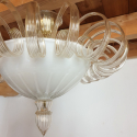 Murano glass flush mount light Mid Century Neoclassical Venini style Italy 5