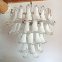 Mid century white Murano glass chandelier Mazzega 00