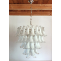 Mid century white Murano glass chandelier Mazzega 1