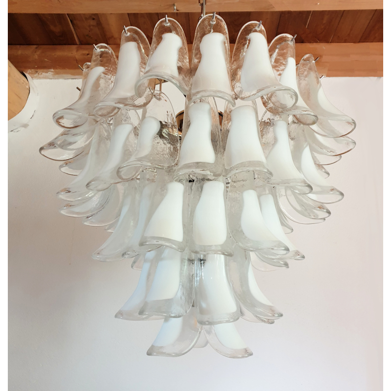 Mid century white Murano glass chandelier Mazzega 4