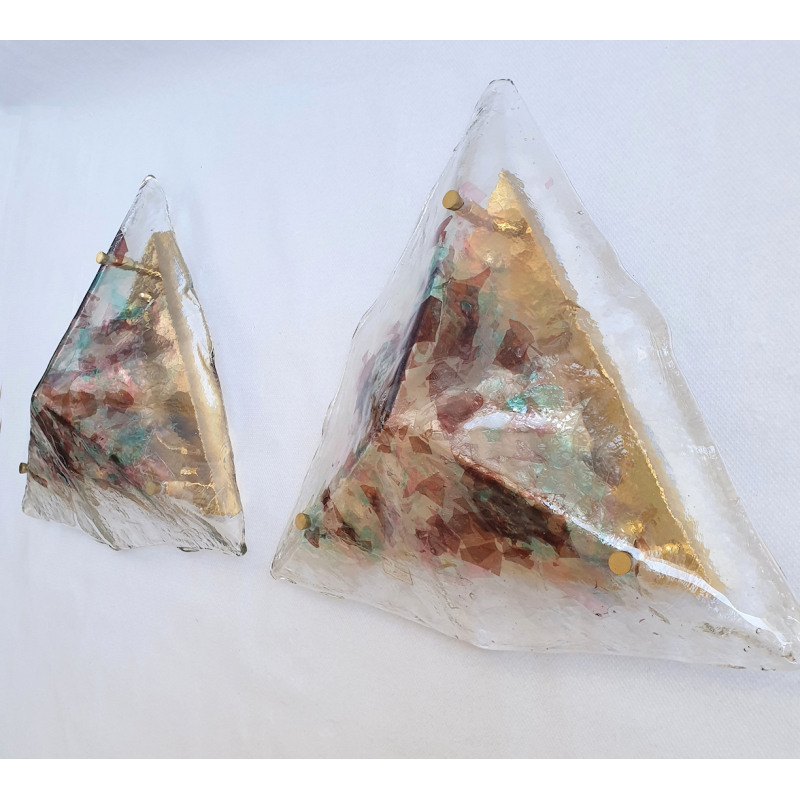Pair of triangular Murano glass sconces by La Murrina 1970s 2