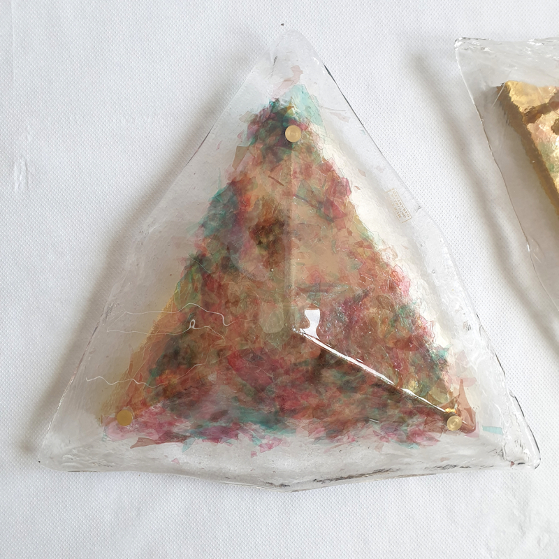 Pair of triangular Murano glass sconces by La Murrina 1970s 3