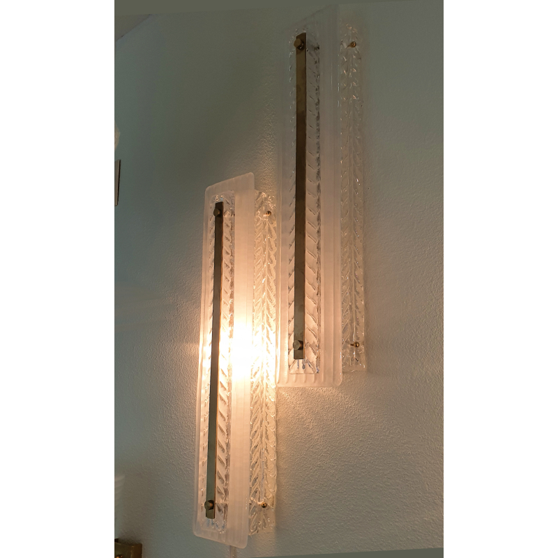 Pair of Tall Murano glass sconces Mid Century Modern 1990s 2