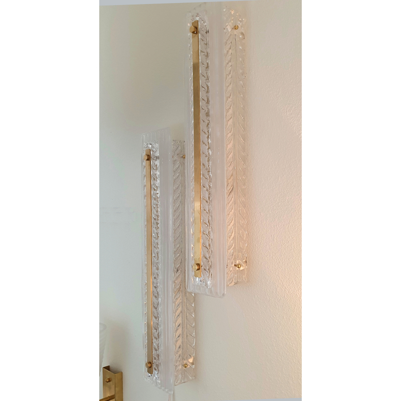 Pair of Tall Murano glass sconces Mid Century Modern 1990s 3
