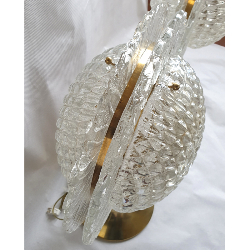 Pair of large Murano glass table lamps. Brass. Mid century6