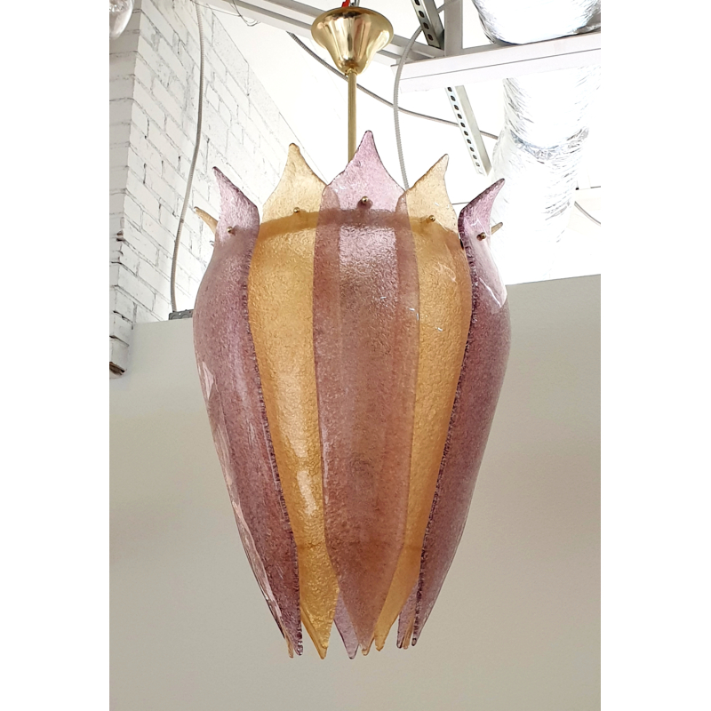 Murano glass purple and gold lantern or chandelier, Italy 2020s1
