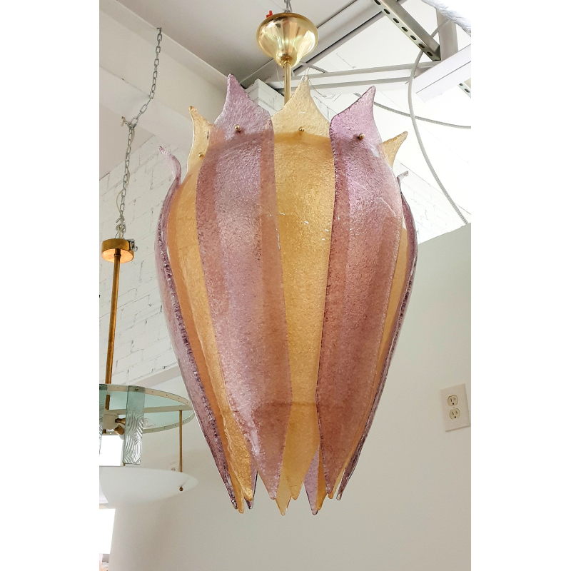 Murano glass purple and gold lantern or chandelier, Italy 2020s2