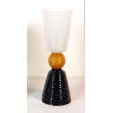 Mid-Century Modern BlackWhiteHonney Murano Glass Table Lamp 1980s Italy0
