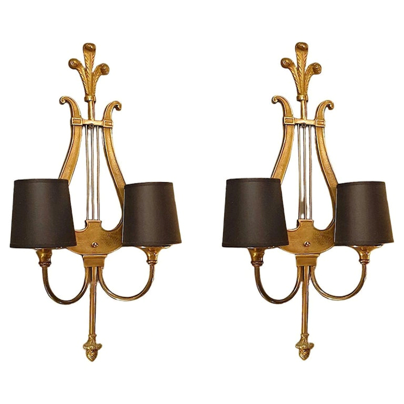Pair of bronze antique French sconces