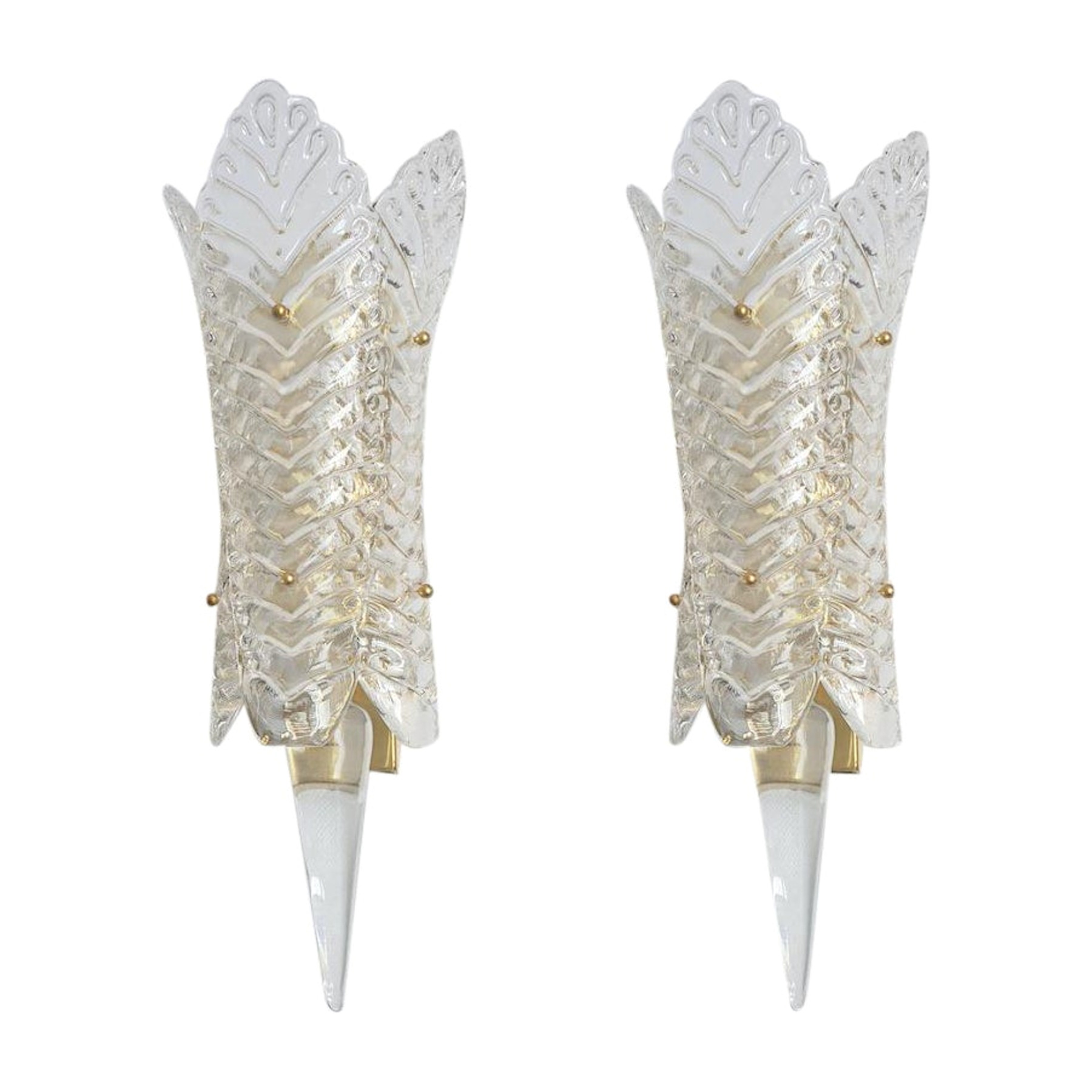 neoclassical-clear-murano-glass-and-brass-mid-century-modern-sconces-barovier-style-italy-a-pair