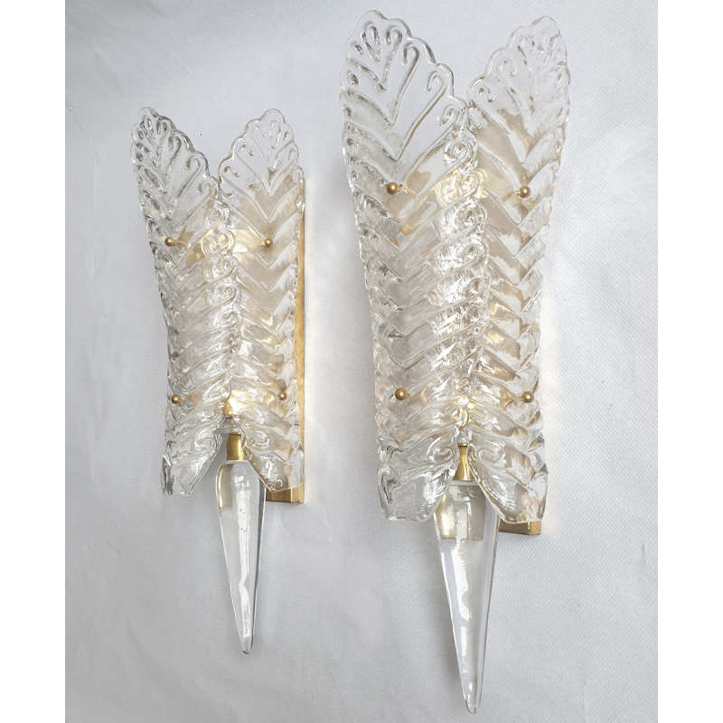 2 pairs of Murano glass Mid century modern sconces, Barovier & Toso Italy 1970s3