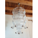Mid century modern Murano glass & chrome chandelier Mazzega style Italy 1970s1