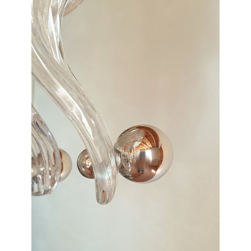 Mid century modern Murano glass & chrome chandelier Mazzega style Italy 1970s8