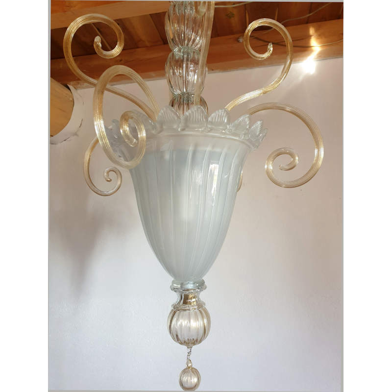 Tall Mid century modern vintage Murano glass lantern Italy 1960s Venini4