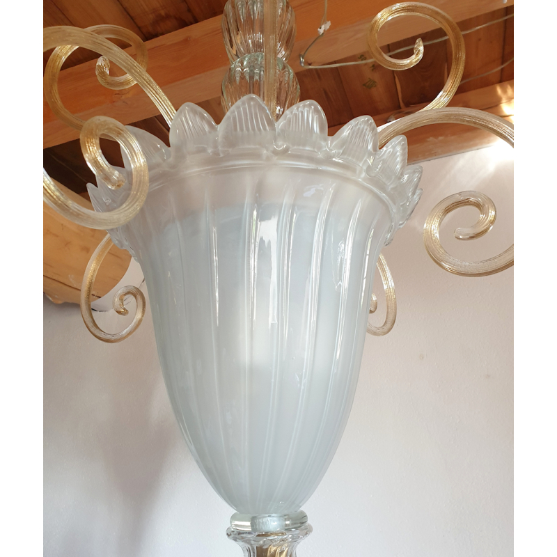 Tall Mid century modern vintage Murano glass lantern Italy 1960s Venini6