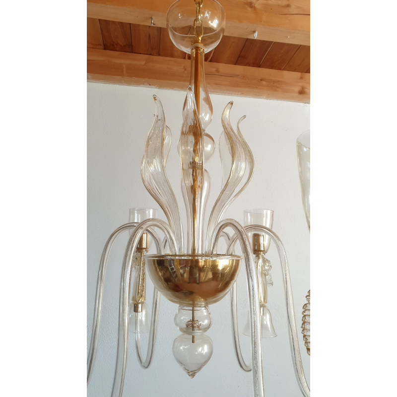 large clear & gold Murano chandelier with horses5
