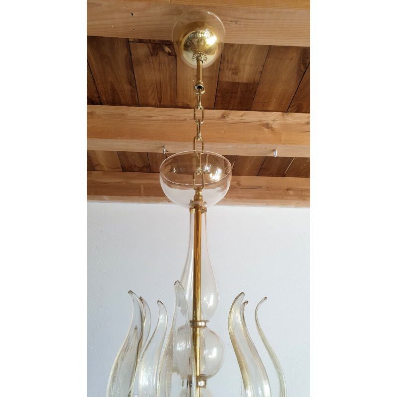 large clear & gold Murano chandelier with horses6