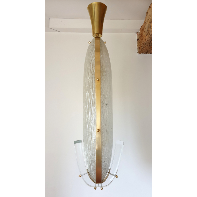 Long Clear Murano glass Mid Century Modern lantern or chandelier 1960s18