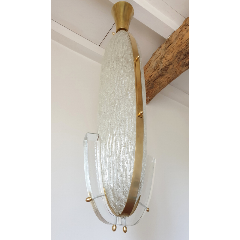 Long Clear Murano glass Mid Century Modern lantern or chandelier 1960s21