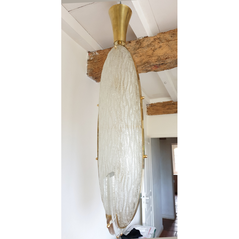 Long Clear Murano glass Mid Century Modern lantern or chandelier 1960s1
