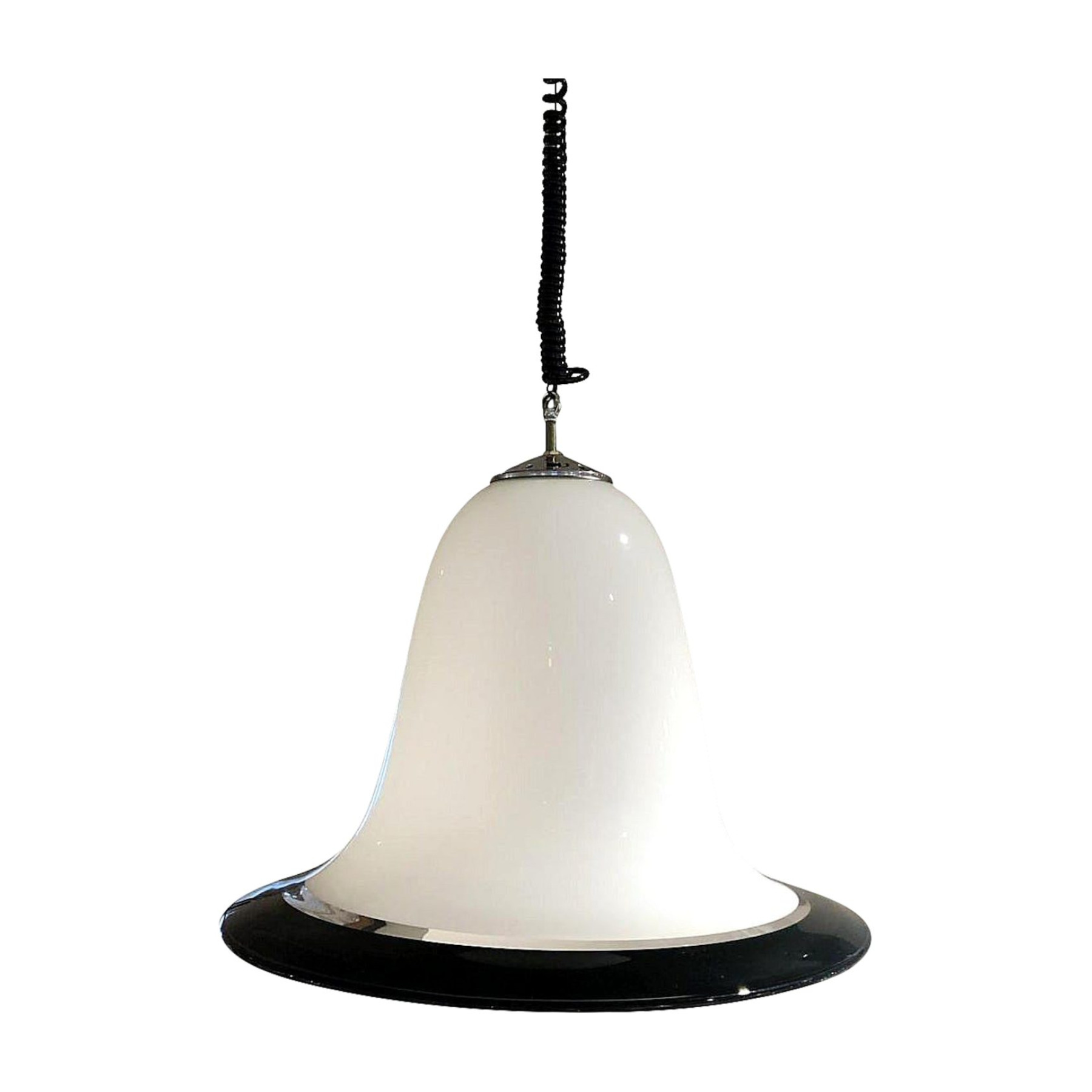 White Murano glass vintage bell chandelier, Italy