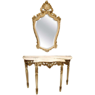 Gilt wood & marble Louis XV console & mirror France 1920s