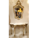 set marble top console & gilt wood mirror louis XV style 0