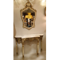 set marble top console & gilt wood mirror louis XV style 1
