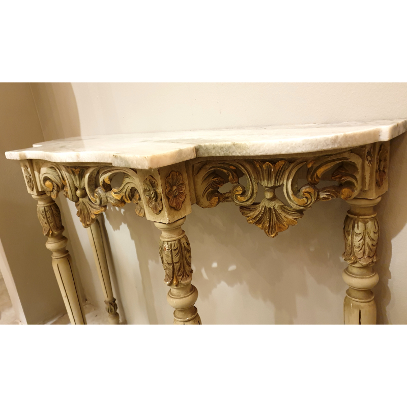 set marble top console & gilt wood mirror louis XV style 5