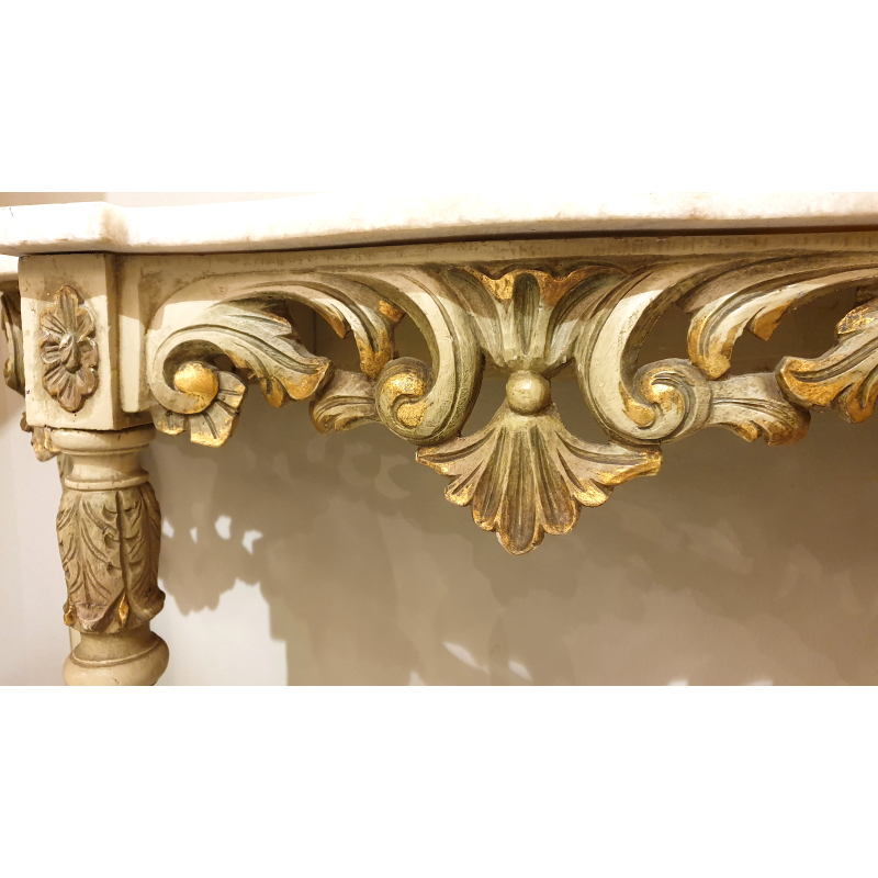 set marble top console & gilt wood mirror louis XV style 6