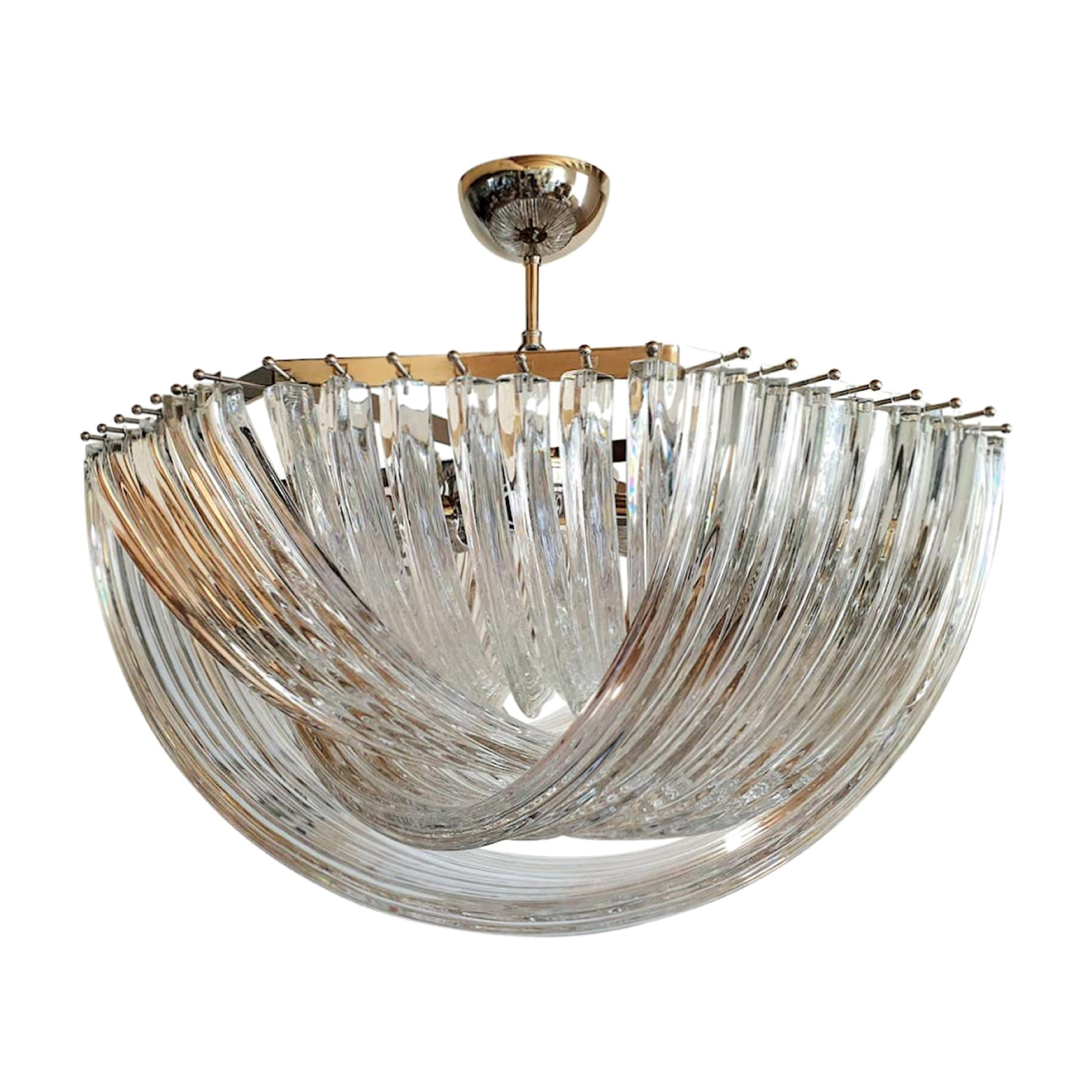 triedri Murano glass mid century modern chandelier, Venini